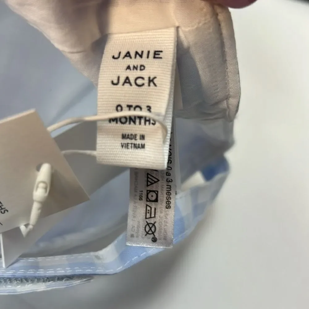 Janie and Jack 100049338 blue and white Baby Gingham Newsboy Cap size 0-3 m NWT